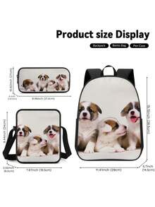 1 Set de Mochila Combo, Mochila con Cremallera de Poliéster Durable, Set de Mochila con Elemento Animal, Oficina, Papelería, Estuche para Lápices y Pinceles, Conveniente para Viajes al Aire Libre, Picnic, Mochila Multifuncional Bandolera, Regalo de Fiesta de Vacaciones