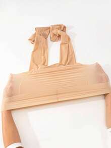 1 Pair High Gloss Transparent Tights, Spring/Autumn Series, Non-Slip Tights, Solid Color Knit Fabric, Cozy - Apricot - View 4