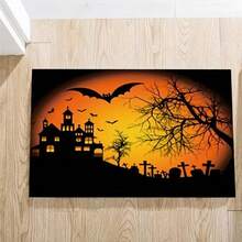 1pc Pumpkin Festival Non-Slip Kitchen Mat, Home Living Room Bedroom Entrance Decorative Washable Plush Carpet