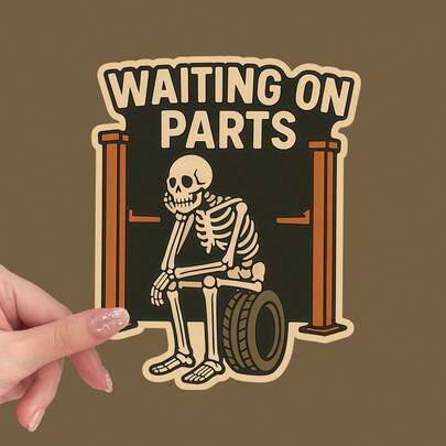 Funny Mechanic Sticker / Waiting On Parts / Vinyl Toolbox Decal, Asymmetrical Shape Self-Adhesive Decals For Laptops, Helmets, Motorcycles, Cars, Guitars, Scooters & Toolboxes, Anime Stickers, Helmet Decals, Laptop Decoration, Scratchresistant Vinyl