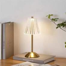 Crystal Wireless Desk Lamp - 1/2 Rechargeable Gold Vintage LED Desk Lamp With USB Port, 3-Color LED Small Portable Touch Lamp For Bedroom Living Room Home Office - 小花瓣 - 查看 8
