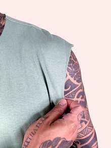 Kit 3 Tank Tops, Stylish Oversized Men's Macho T-Shirt, Bodybuilder, Father's Day - đen xám và xanh lá cây - Xem 7