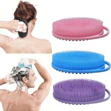 柔软硅胶身体磨砂膏 1 件硅胶沐浴露，硅胶丝瓜络 2 合 1 沐浴洗发刷，身体磨砂膏淋浴清洁去角质用于敏感肌肤，泡沫丰富，男女通用 - 黑色 - 查看 7