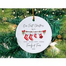 Personalised Family Name Christmas Ornament, Surname Christmas Bauble, Personalised First Christmas As A Family Of 4 Bauble, Baby First Christmas Tree Ornament, 1st Xmas Ornament., Multi-Functional, Personalized, Unique, Ideal Gifts For Him, Tea Room, Home, Garden, Office, For Anniversaries, For Valentine's Day, For Mother's Day, For Father's Day, For Graduation, For Housewarming,Fall Decor,Elegant Living,Artful Living