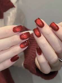15ML容量,2025秋冬季节,新年新礼物,闪耀宝石红樱桃深酒红色水晶猫眼凝胶指甲油。适合所有季节,半透明猫眼磁性美甲美甲。与底油和面油一起使用,需要紫外线灯。植物基猫眼色套装适合初学者、家庭、办公室、通勤、奢华约会。沙龙级风格,可持续28天。 - 彩色 - 查看 7