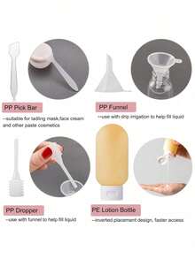 Travel Refillable Bottle Set (Spray Bottle, Lotion Bottle, Shampoo Bottle, Body Wash Tube, Filling Tools), Travel Organizer (Suitable For Beach, Vacation, Back To School), Cosmetic Empty Liquid Containers, Essential Travel Refill Items