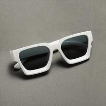 Unisex Y2K-Inspired Square  Fashion Glasses - Classic Plastic Frame Perfect For Events And Casual Wear - 白色 - 查看 4