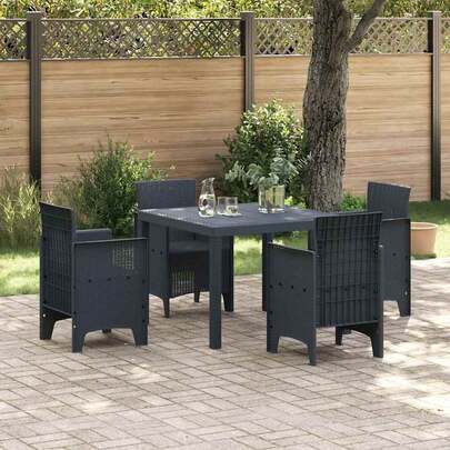vidaXL Gartentisch Anthrazit 100x100x73 cm Poly Rattan