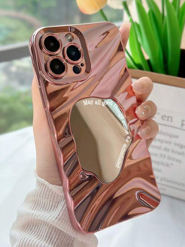 حافظة هاتف واقية من الصدمات والخدوش مقاومة للماء والسقوط، بتصميم ثلاثي الأبعاد مموج ومرآة، متوافقة مع هواتف آيفون 16/16 برو/16 برو ماكس، 15/15 برو/15 بلس/15 برو ماكس، 14/14 برو/14 بلس/14 برو ماكس، 13/13 برو/13 برو ماكس، 12/12 برو/12 برو ماكس، 11/11 برو/11 برو ماكس، X/XS/XR/XS ماكس، 7/8/7 بلس/8 بلس، باللون الذهبي الوردي