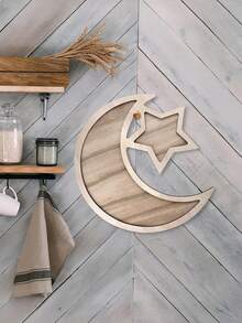 1 pieza Bandeja decorativa de madera artesanal con luna y estrellas, regalo minimalista para festividad - Multicolor - Ver 7