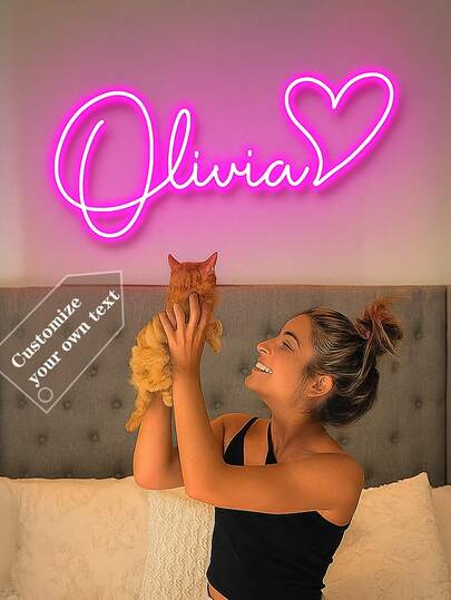 Custom Name Neon Sign, Wedding Decor, Name Neon Sign, Led Neon Sign For Kids, Personalized Gifts, Bedroom Decor, Home Decor USB Led Light, Birthday Gifts, Nursery Sign Nursery Letters Children's Decor Nursery Decor Unique Ideal Gifts For Him Her, For Children's Day, For Father's Day, For Graduation, For Weddings, For Housewarming Living Room, Bedroom, Office, Tea Room, Home, Bathroom