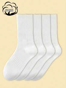 1/2/3/4/5/10双秋冬男士中长袜白色防臭吸汗透气运动袜秋季袜子 - 白色 - 查看 4