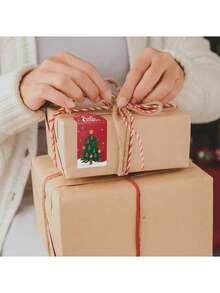 60pcs Self-Adhesive Holiday Stickers, Rectangular Christmas Stickers, Gift Box Seals, Christmas Gift Wrapping Decorations, Includes Santa Claus, Merry Christmas - For Gift Wrapping, Greeting Cards, Party Decorations - Random Mixed, No Cutting Required, Seasonal Themed, 6pcs