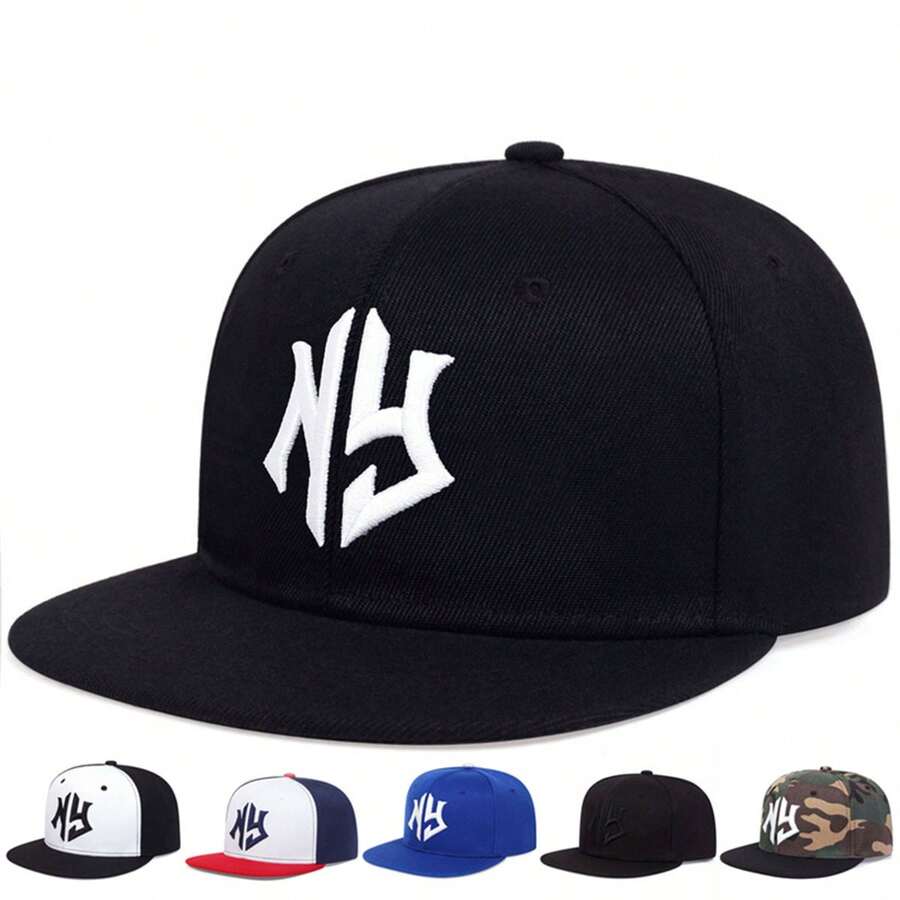 1Piece Men NG Letter Embroidered Hip Hop Hat Outdoor Adjustable Sunscreen Leisure Hat Spring Summer Travel Tourism Beach Vacation - 藍色 - 查看 1