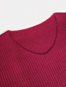 Women's All-Match Loose V-Neck Button Knit Sweater, Casual Versatile Lightweight Ribbed Pullover - Rose Red - View 9