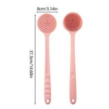 1pc Double-Sided Silicone Bath Brush, Long Handle Shower Brush - Body Massage Relaxing Back Scrubber, Easy To Clean, Soft Bristle Exfoliating Brush, Home Bathroom Use - Multicolor - View 9