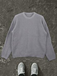 New American Street Style Knitted Sweater, Casual Loose Crew Neck Pullover For Men & Women, Spring/Autumn/Winter - Grey - View 6