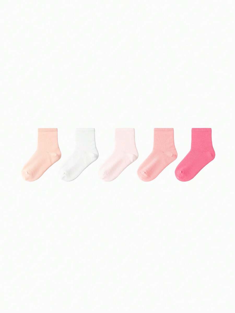 Balabala 儿童袜子 5 双装 棉质中筒袜 男童女童 舒适款 - 紅色調 - 查看 1