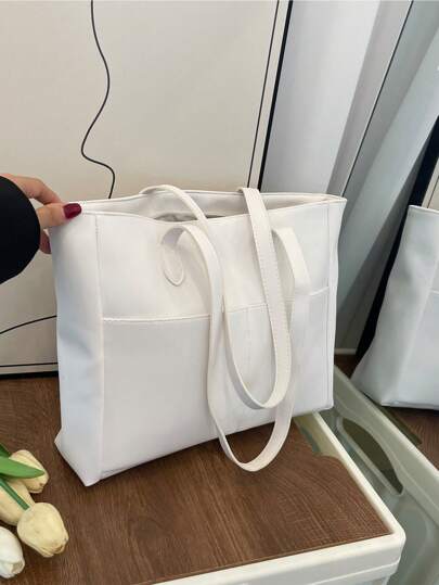 Fashionable Large Capacity Multi-Pocket Shoulder Tote Bag, Casual Women's Large Bag 33*9*27cm, Can Fit Laptop, Minimalist & Stylish For Leisure & Holiday