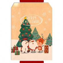 10pcs Christmas Candy Paper Bags, Christmas Tree & Santa Claus Kraft Paper Bags, Holiday Party Snack Gift Packaging Bags Christmas Christmas Decorations Christmas Pajamas Christmas Gifts Christmas Decor