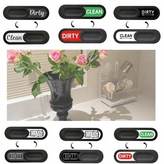 1个强磁指示器] 洗碗机磁性椭圆指示器1个，指示清洁和脏污痕迹，采用亚克力丝网UV工艺+ABS漆制成，时尚通用家居装饰磁性指示器，超强磁铁，含两块3M胶，带框架贴纸