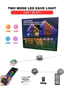 ONELEDWANGRX Permanent LED Eave Lights For Mother's Day Festival 50ft-98.4 Ft/15m-30m RGB Roof Lights With 2 Mode Control, Room Decoration Stuff Patio Yard Fairy Garden Birthday Decorations, Smart App Control And 44-Key Remote Controller Installed Batteries, Colorful Eaves Lights Waterproof