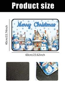 1/16Pcs 40*60cm Christmas Door Mat Decorative Floor Mat, Merry Christmas Blue Snowman Pattern With Christmas Light House Pattern, Suitable For Indoor Living Room, Kitchen, Hallway Entrance, Christmas Home Decor Fabric - Multicolor - View 10
