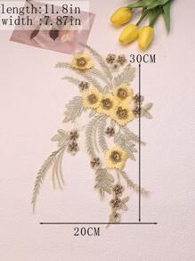 Handgefertigte 3D bestickte Perlenblumen Dekorative Applikationen, DIY Kleidungszubehör, Brautkleid Verzierungen, Größe: 30cm x 20cm