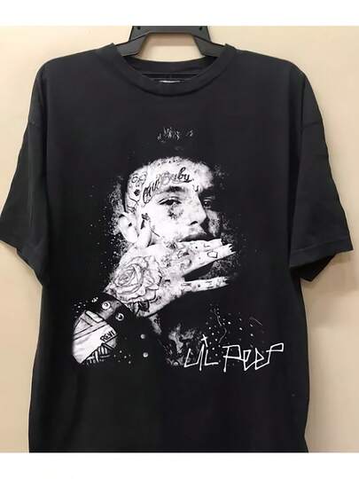 Camiseta Lill Peep de los 90, regalo para fans de rap y hip hop, algodón de 220g, casual, cómoda para las cuatro estaciones, lavable a máquina, impresión única, ajuste holgado| Ropa Casual Duradera