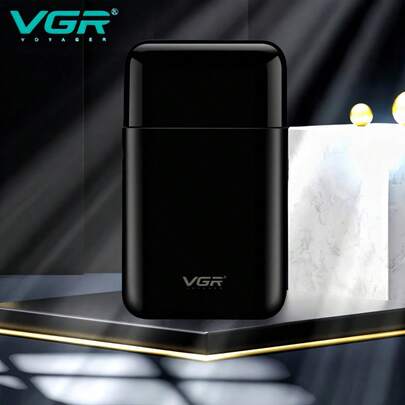  Afeitadora eléctrica VGR, afeitadora eléctrica portátil de viaje, afeitadora recíproca para hombres, V-390, negra, con caja