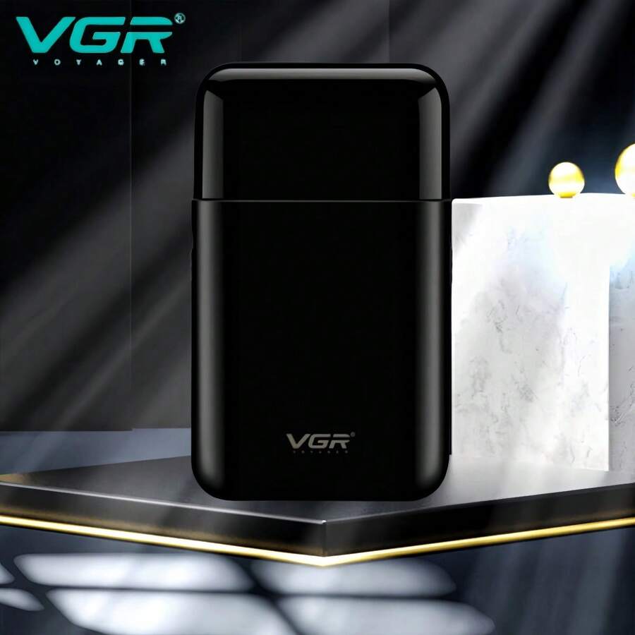VGR 电动剃须刀，便携式旅行电动剃须刀，男士往复式剃须刀，V-390，黑色，带盒