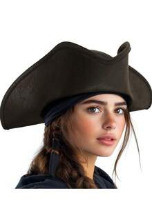 Adult Pirate Hat For Women Colonial Tricon Hat Halloween Costume Accessory - 彩色 - 查看 2