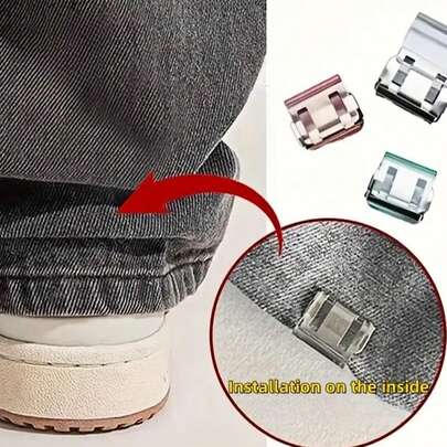 10-1pc Invisible Leg Shortening Clips, Anti-Slip Pants Edge Clips, No-Sew Hidden Buckle For Leg Closure, Anti-Towling Pants Hem Fixing Device, Pants Hem Fixing Clip, Perfect For Tailored Clothing,Suitable For Cuffs, Clothing Corners, Leg Shortening, Anti Slip, Clothing - Multiple Colors