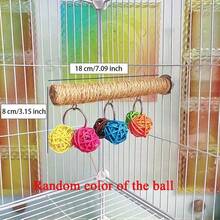 Parrot Perch Toy Set With Rope, Bird Chewing And Climbing Accessory, Colorful Rattan Balls, Bird Cage Entertainment Accessory For Claw And Beak Conditioning - Multicolor - View 2