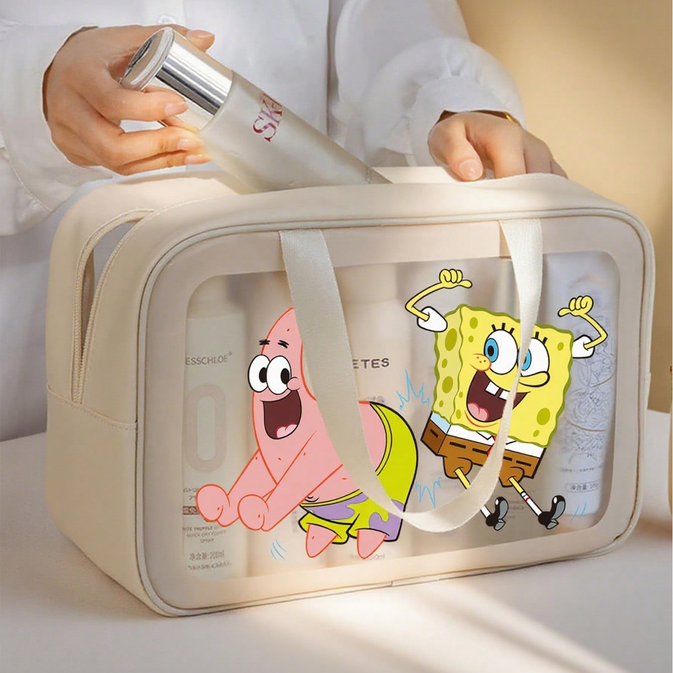 3pcs  Pattern Waterproof Travel Toiletry Bag, Cartoon  Portable Large Capacity Cosmetic Bag, Suitable For Storing Cosmetics And Travel Essentials - Can Be Used As Travel Organizer, Makeup Bag, Cosmetic Storage Bag, Holiday Organizer, Large Capacity Cosmetic Box, Ideal For Storing Lipstick, Makeup Brushes, Skincare, Phones, Coins And Small Items, Great For Home, Gifts, Vacation And Holidays (Halloween, Christmas) Make Up Bag