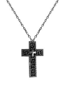 1PC/ Printed Cross Necklace With Locket Cross Pendant, Vintage Handmade Pendant Jewelry For Men And Women, Fashionable Unisex Gift Ideas, Metal, No Gemstones