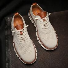 男士休闲透气镂空运动鞋,适合日常穿着 - 米色 - 查看 3