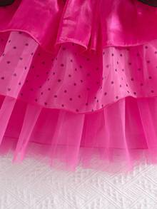 女童公主裙、节日/万圣节派对服装裙 - 玫紅色 - 查看 7