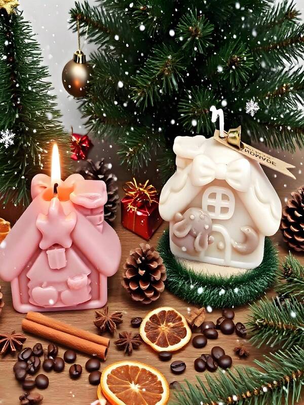 Molde de silicone para velas de aromaterapia de Natal, 1 peça, difusor de pedra para casa de Natal, molde decorativo faça você mesmo, suprimentos para fabricação de velas, decoração de quarto, decoração de Natal, decoração de Natal para casa, adequado para Natal, aniversários, mesas e presentes para casa