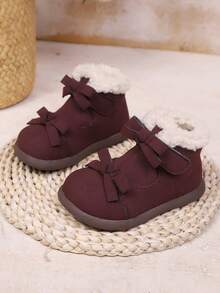 幼儿圆头休闲低帮时尚魔术贴踝靴 - 酒紅色 - 查看 2