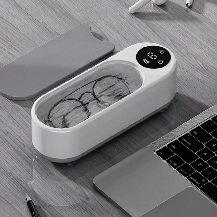 OBOVAY Máy làm sạch trang sức siêu âm cầm tay, 2 chế độ, thích hợp cho kính mắt, nhẫn, dây đồng hồ, niềng răng, răng giả, tiền xu, dao cạo, đồ bạc và nhiều vật dụng khác.