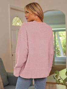 Women's Oversized Sweaters Fuzzy Chunky Warm Pullover Sweater - Baby Pink - View 5