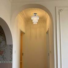 1pc Mini Gold Crystal Pendant Light, Lampadari, Modern Crystal Ceiling Light, Lampadario Soggiorno, Led Crystal Chandelier, 3 Tiers Crystal Raindrop Light, Decorative Lighting, Ceiling Light, Crystal Light For Bedroom, Hallway, Living Room, Girl's Room, Dining Room, Bathroom. - Gold - View 7