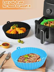 1pc Air Fryer Accessories, Non-Stick Baking Mat, Reusable Air Fryer Silicone Liner, Suitable For Oven, Microwave, Cake Mold, Large Size - Multicolor - View 4