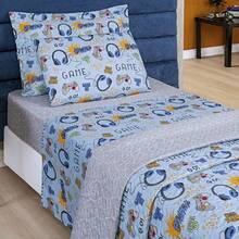 Bouti Kids Children's Quilt 2 Pieces Double-Sided Quilted - Màu xanh Cadet - Xem 3