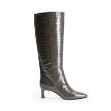 Women's Square Toe Knee-High Boots Kitten Heel Stiletto Boots Comfortable All-Day Wear For Dating  Party Fall Winter - 橄欖綠 - 查看 2