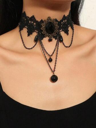 Nuevo collar de encaje vintage, joyería de gargantilla de moda para mujeres