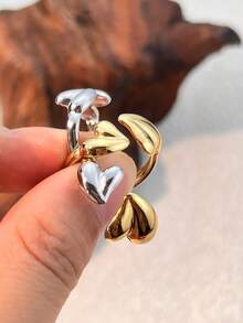 1pc Women's Minimalist Fashion Heart-Shaped Open Ring, 18K Gold Plated Stainless Steel, Non-Fading, Stylish Design, Valentine's Day Gift - Love Ring - View 7