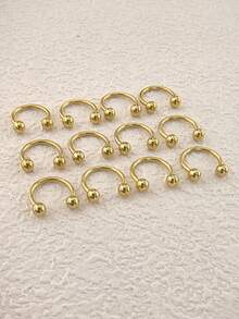 12pcs Stainless Steel Nose Rings, Minimalist Design, Suitable For Night Market, Party, Festival, Birthday Gift For Women