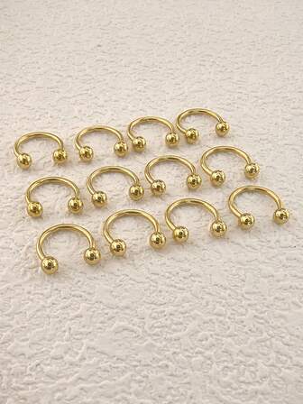 12pcs Stainless Steel Nose Rings, Minimalist Design, Suitable For Night Market, Party, Festival, Birthday Gift For Women